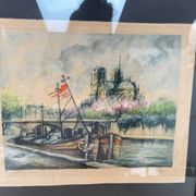 Original etching – View of Paris and Notre-Dame