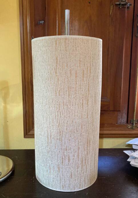 Vintage chrome metal table lamp with fabric in the style of Staff Leuchten, 1989.