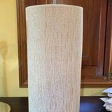 Vintage chrome metal table lamp with fabric in the style of Staff Leuchten, 1989.