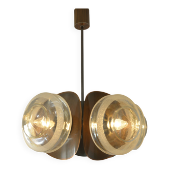 Vintage Pendant Light / Sputnik Brutalist Copper Hanging Lamp / Yugoslavia