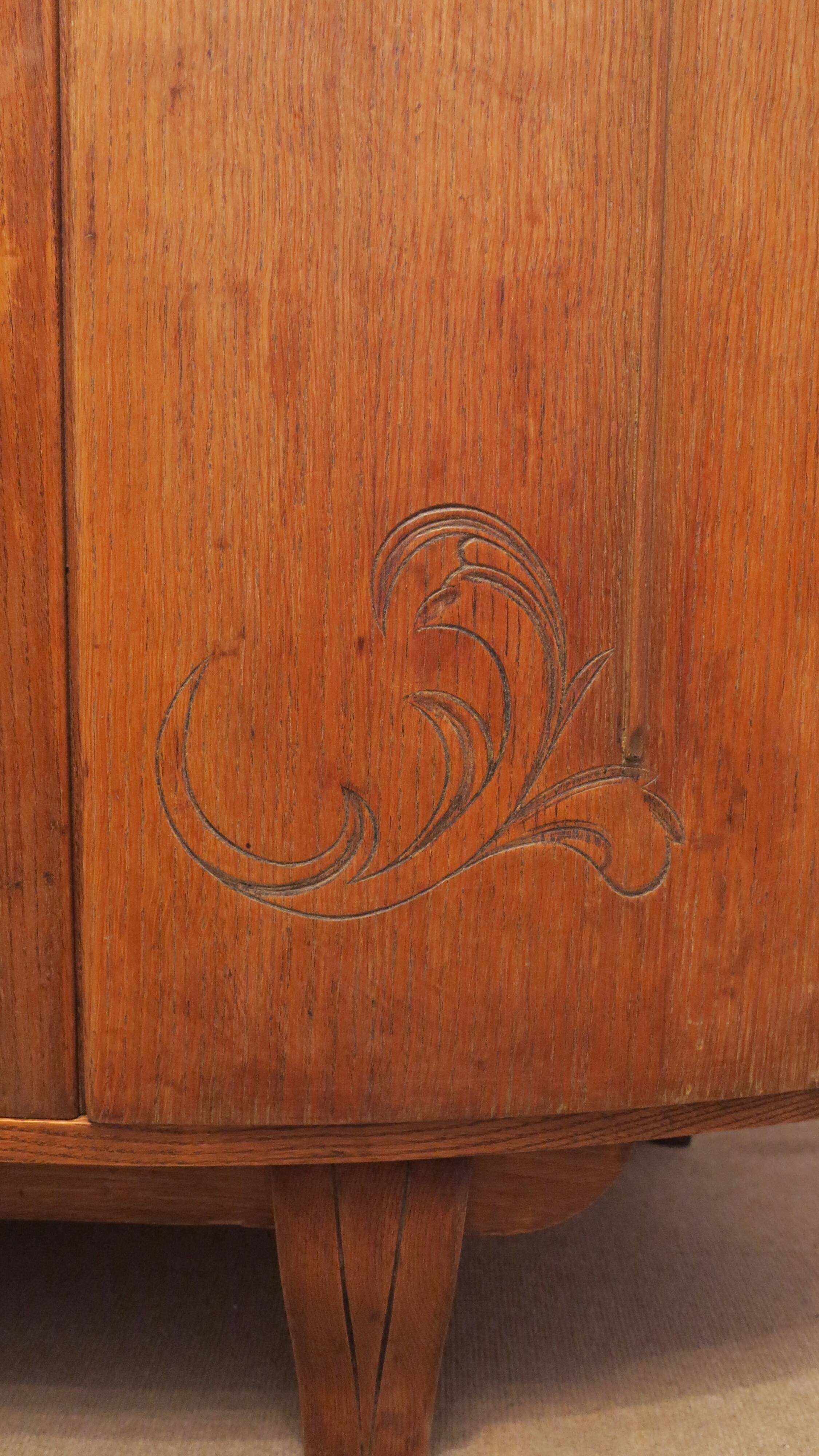 1930s three-door light oak wardrobe