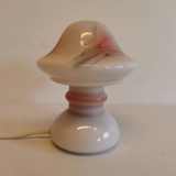 Table lamp in white opaline glass with coloured decorations
