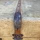 Antique wooden travel trunk
