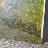 Garden landscape in oil signed