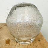 Vintage White Porcelain Pendant Light with Frosted Glass, 1970s