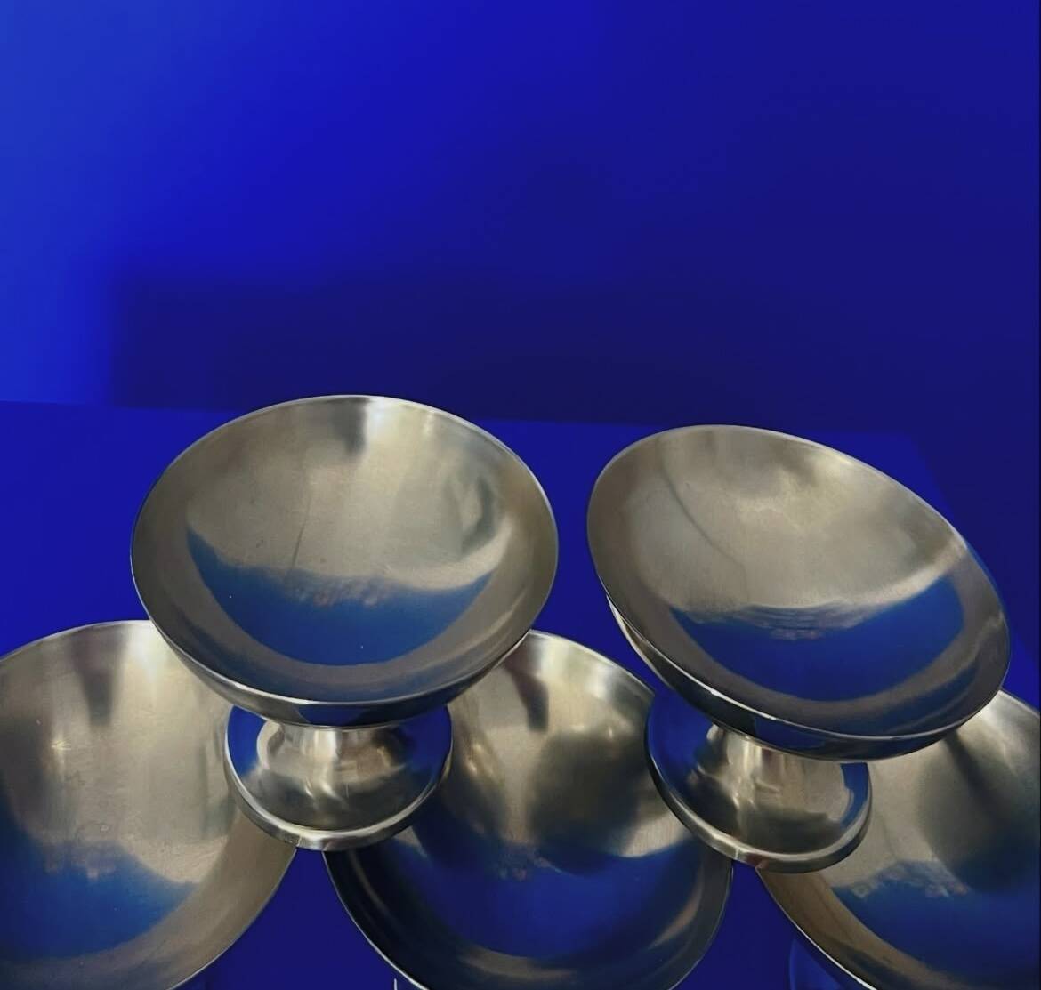 Set of 6 vintage stainless steel ice cream cups