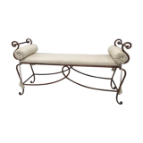 Copper wrought iron bench with cushions