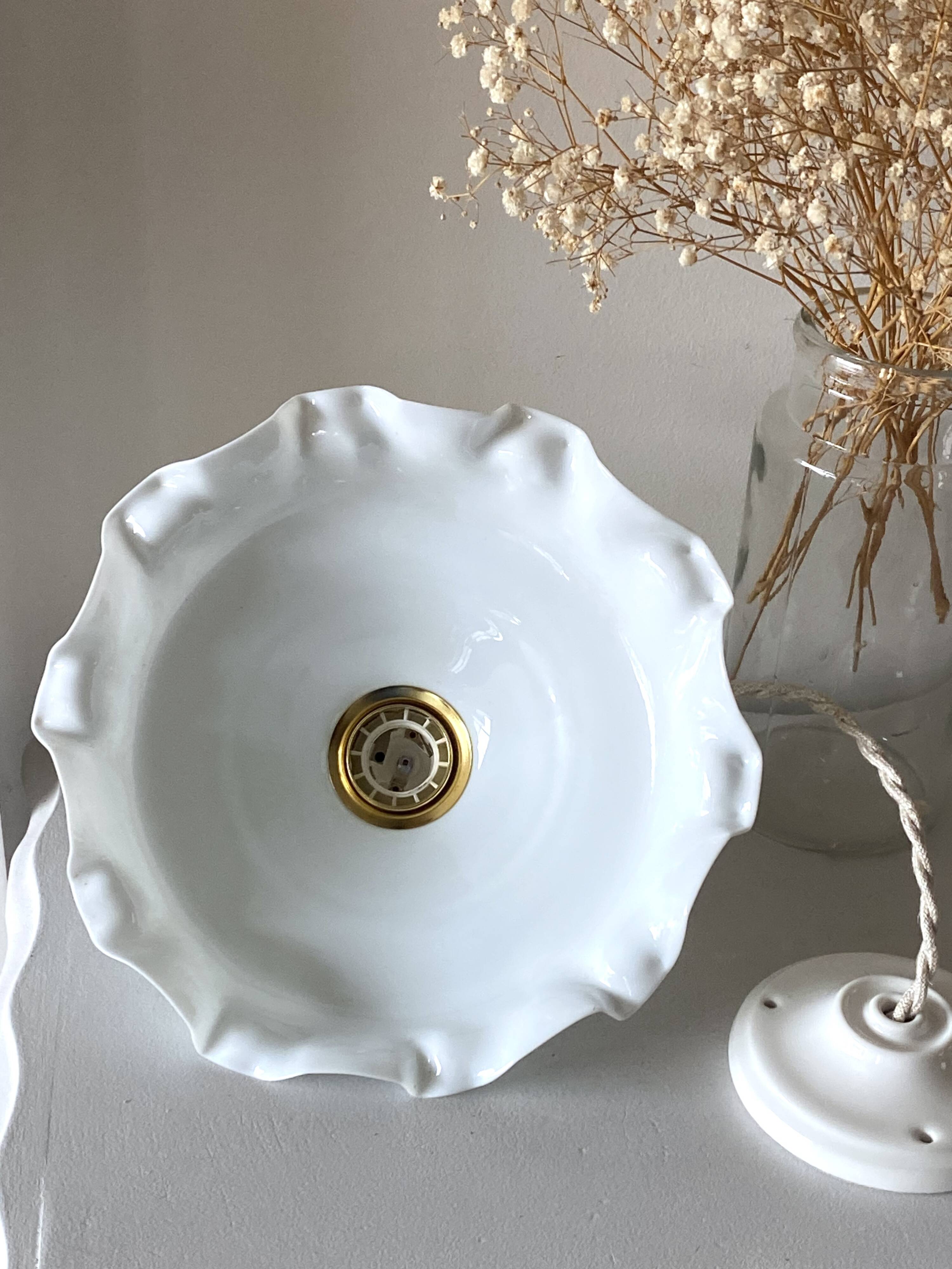 White opaline pendant light