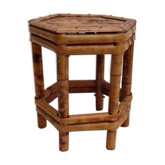 Hexagonal bamboo table