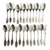 Coffret de 12 Cuillères et 12 fourchettes de table Alfénide pour Christofle