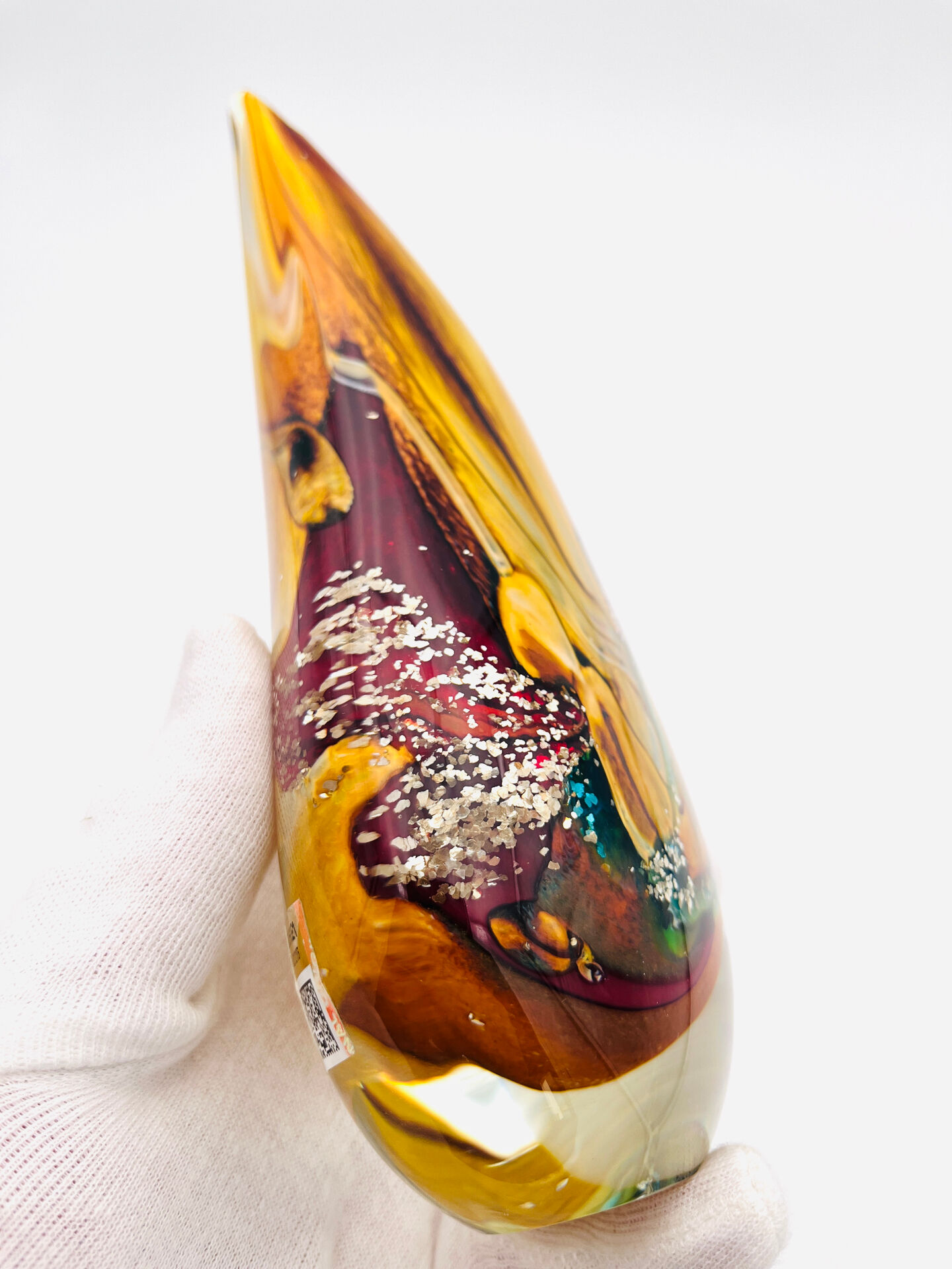 Vase sculpture Murano Gioia Michele Onesto Oball or 24k Sommerso 20cm