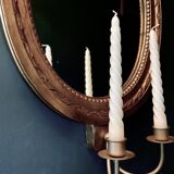 Vintage Swedish Rococo Style Wall Mirror in Gold frame with 2 candle sticks 50s
