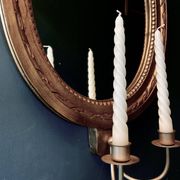 Vintage Swedish Rococo Style Wall Mirror in Gold frame with 2 candle sticks 50s