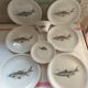 Fish set, 6 plates, sauce pot and saucer