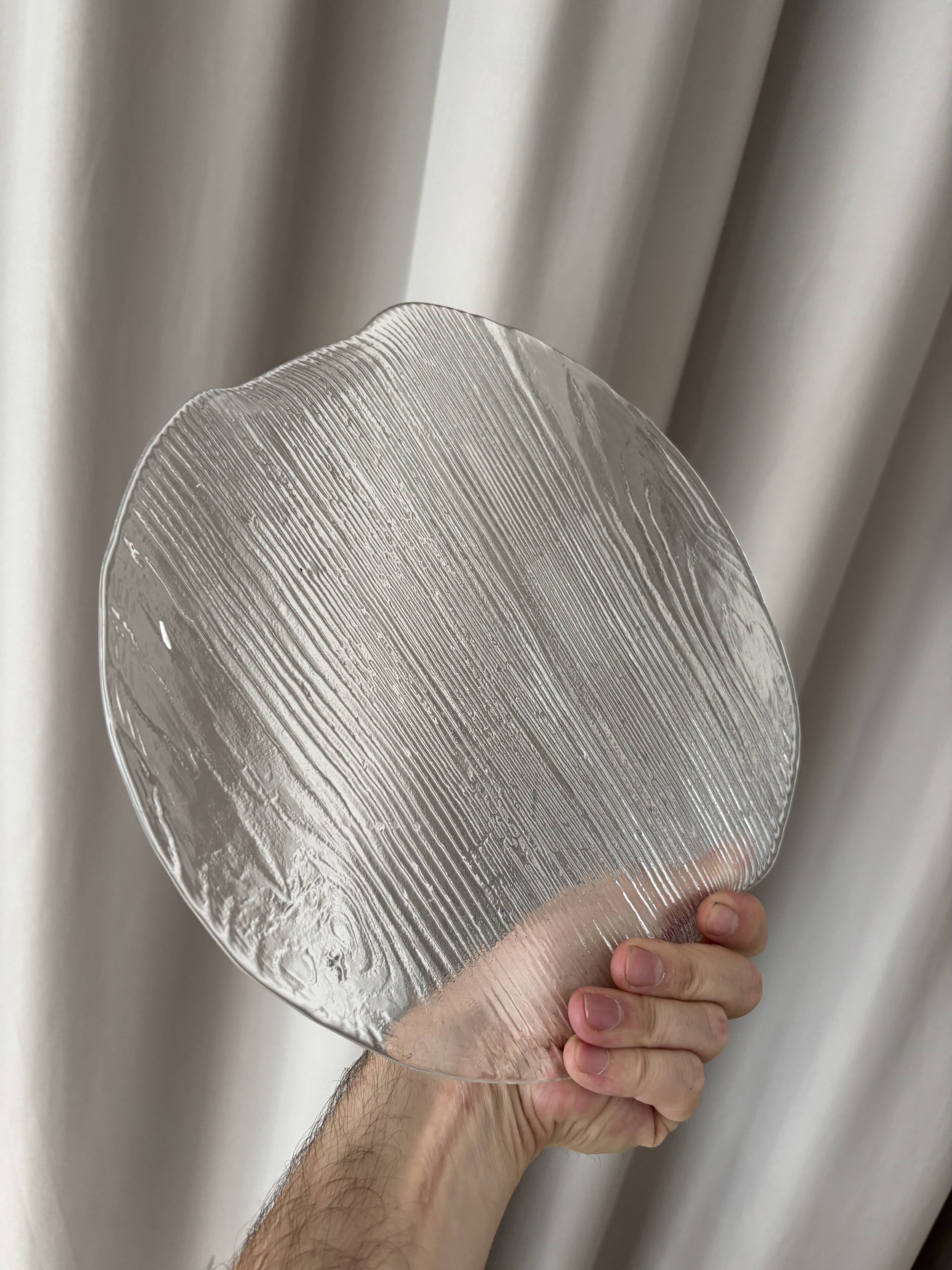Textured glass plate "Bark" by Bengt Edenfalk for Skruf