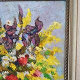 Peinture à l'huile - Bouquet de P. Monnet