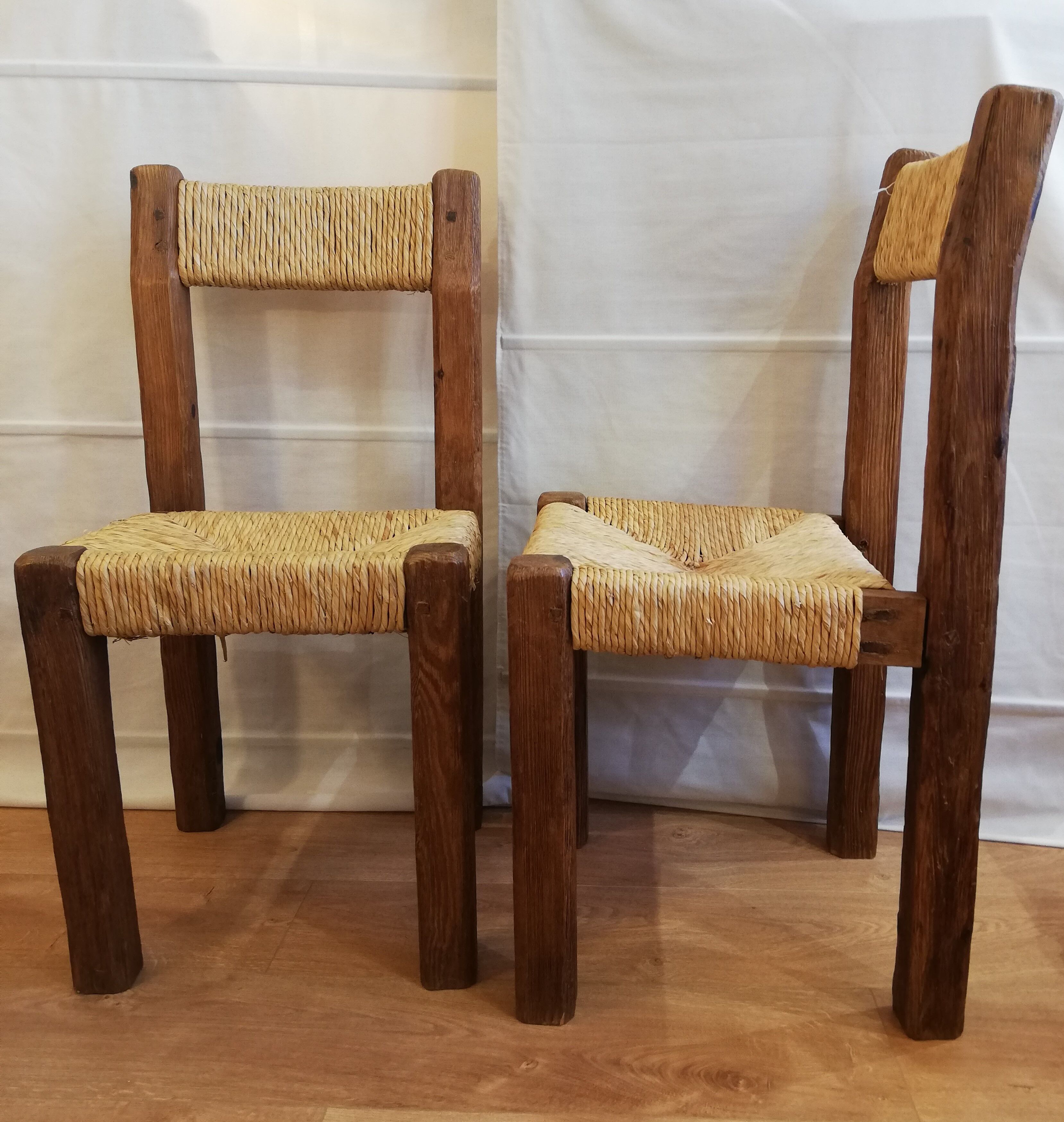 Pair of brutalist chairs mulched 50s