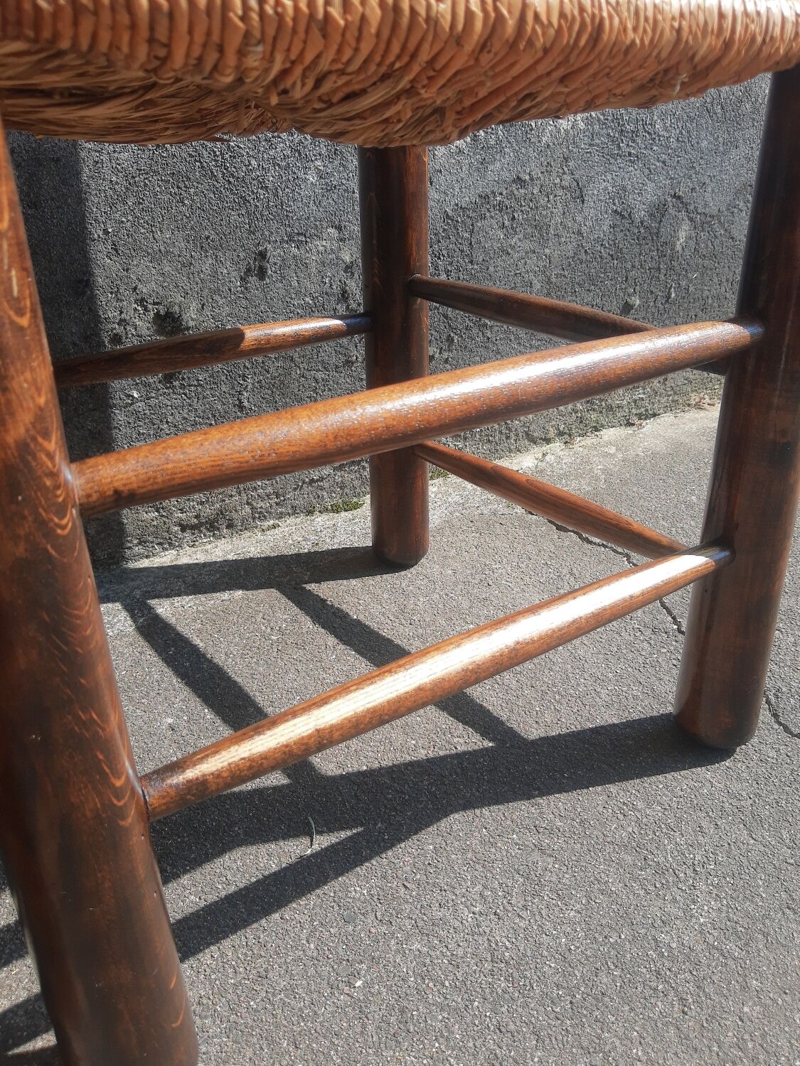 Pair of brutalist wood mulched chairs