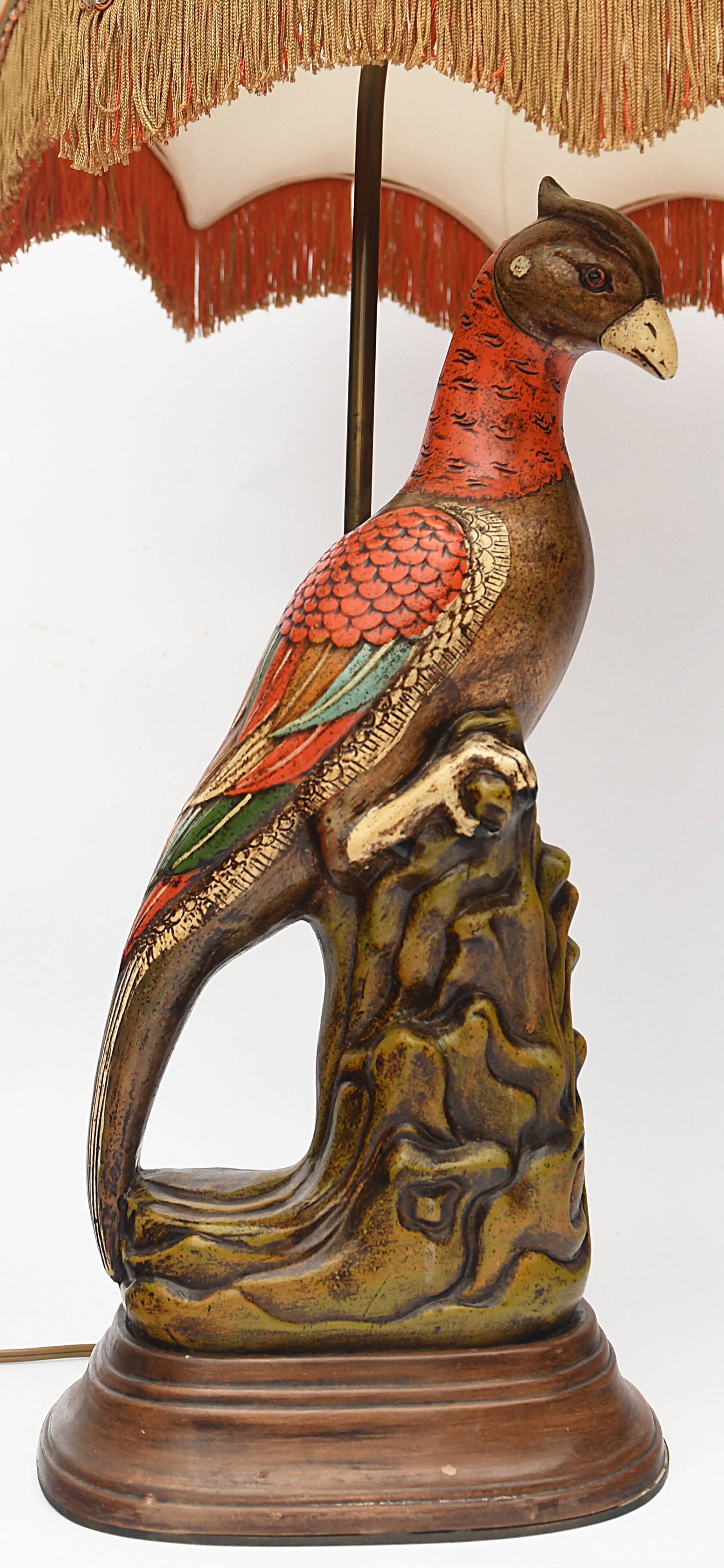 Pair of ceramic parrot lamps