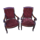 Pair of 19th-century mahogany armchairs - purple fabric