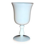 Ancient opaline white glass goblet with a soap bubble effect.