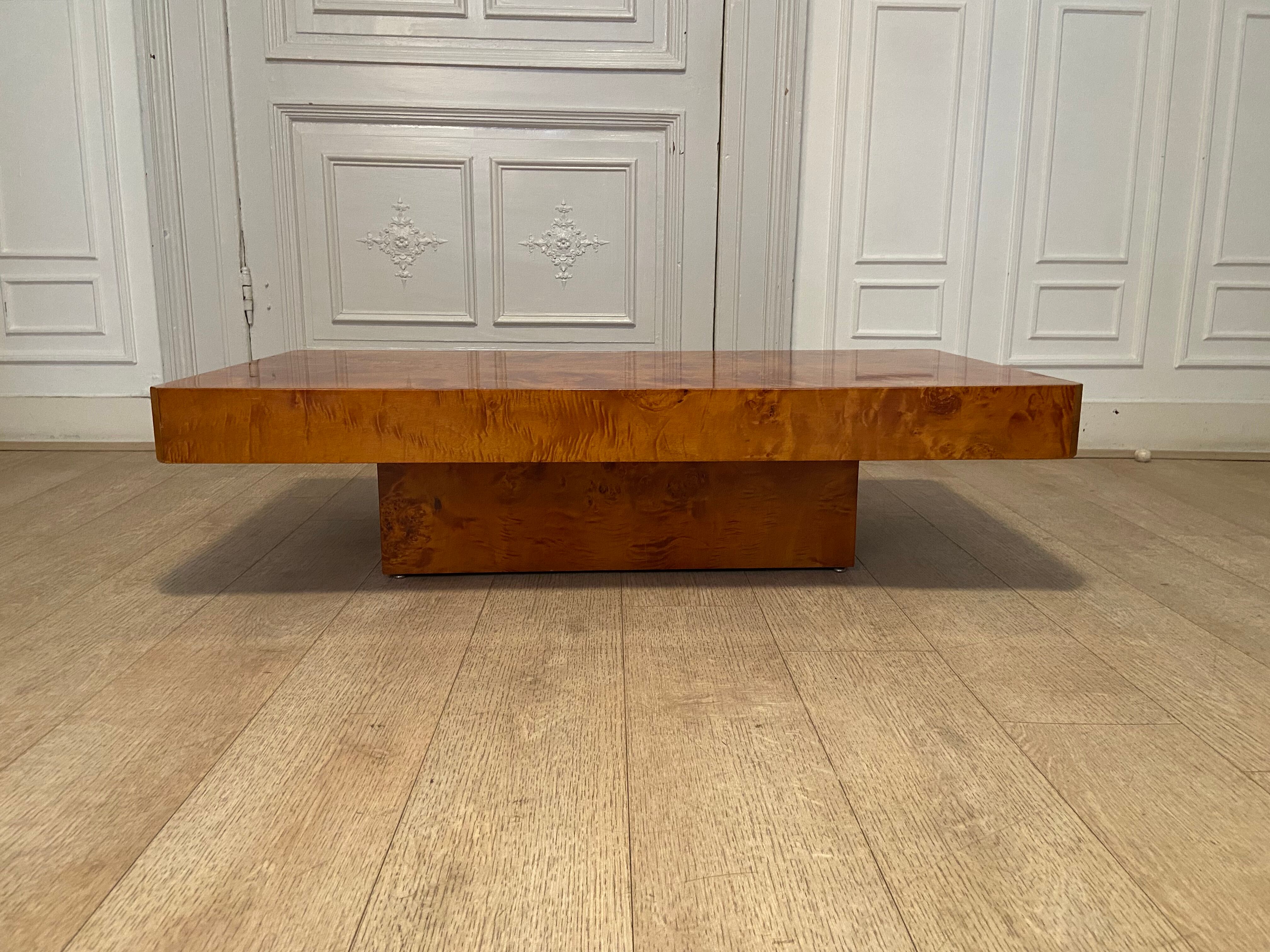 Elm magnifying glass coffee table, 1970s