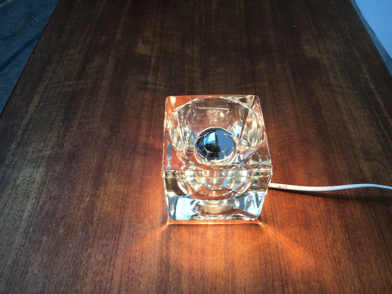 Vintage German table lamp in glass TA 14 Cube by Peill & Putzler, 1970s.