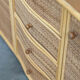 Vintage curved rattan sideboard, coastal credenza, wicker cabinet, boho buffet