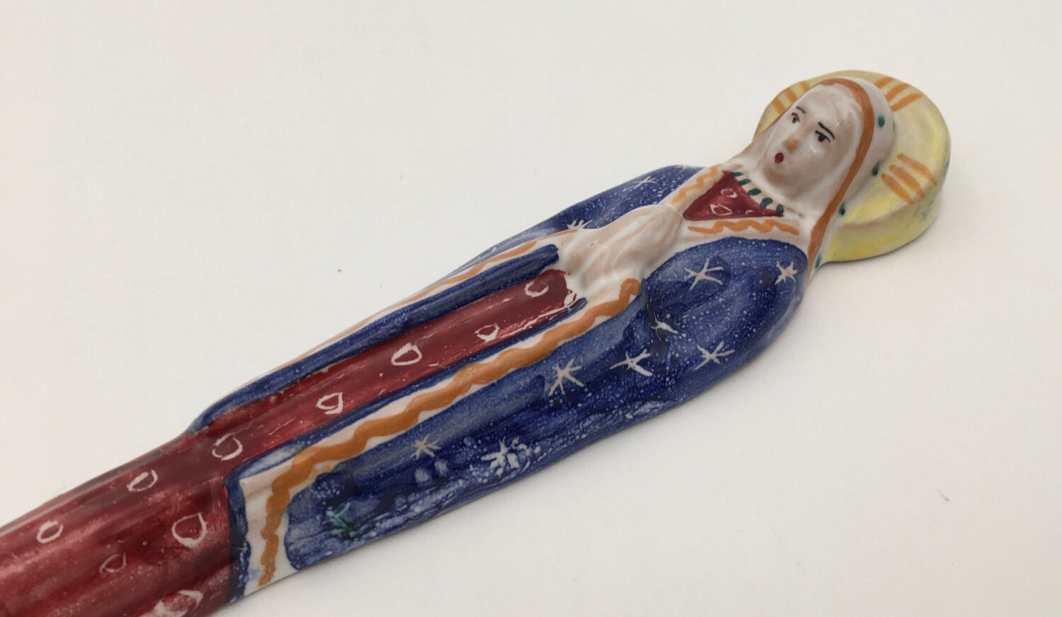 Virgin in polychrome enameled earthenware, 20th century