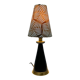 Conical table lamp in brass and wood, Italy 1960
