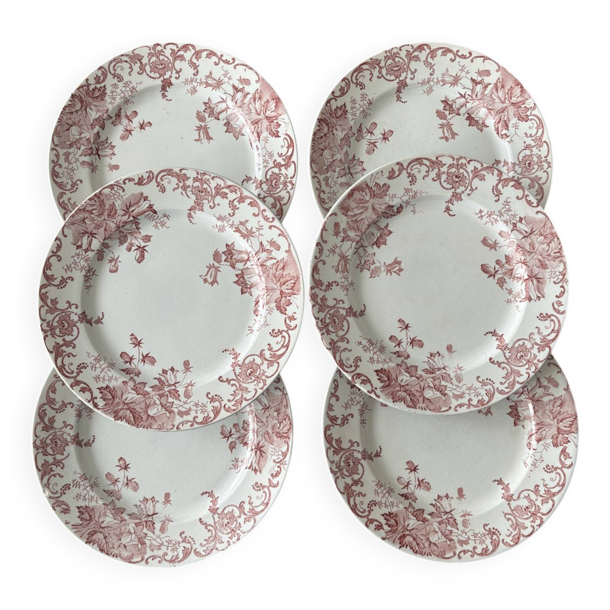 Lot de 6 assiettes à dessert Terre de Fer rose St Amand Hamage modèle