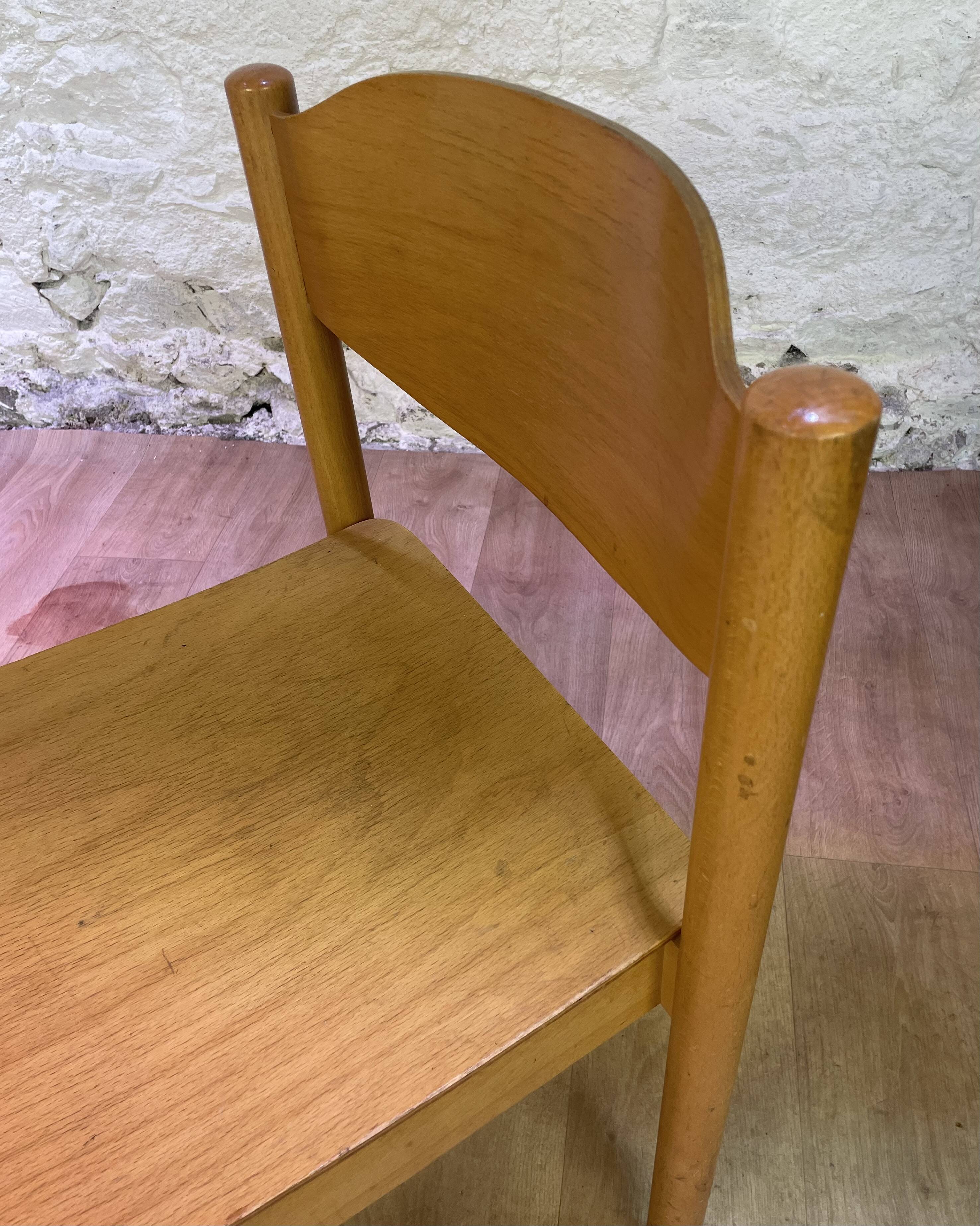 Set of 6 stackable vintage wooden chairs