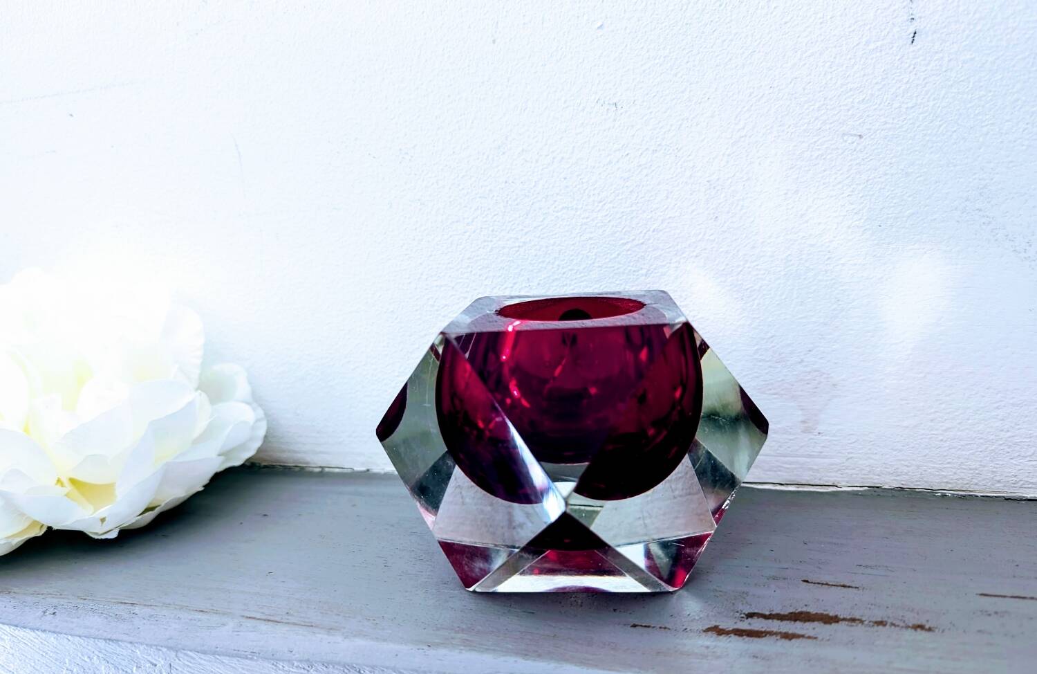 Murano Sommerso Block Candle Holder Design 60/70 Visible Label