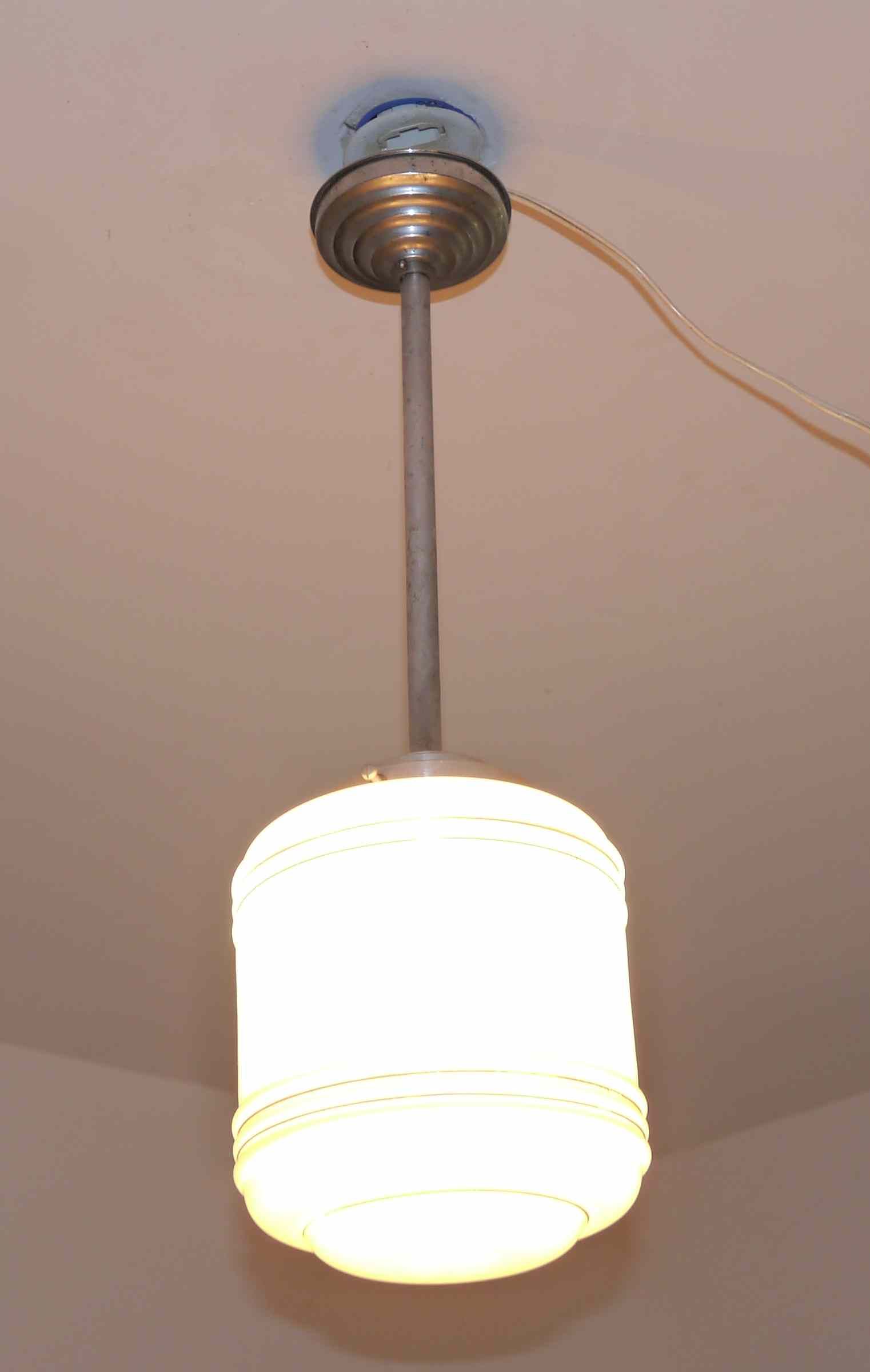Suspension chandelier metal and opaline (Deutschland) art deco