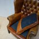 Vintage Cognac Leather Wingback Chesterfield Armchair, England 1940s