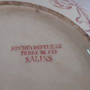 Soup pattern "Chevrefeuille" iron earth, Salins, porcelain