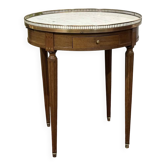 Table bouillotte de style Louis XVI des années 1960 en acajou et dessus mar