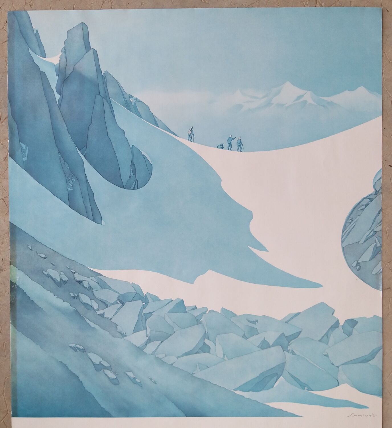 Original poster Samivel "Great crossing of the Alps" 1970
