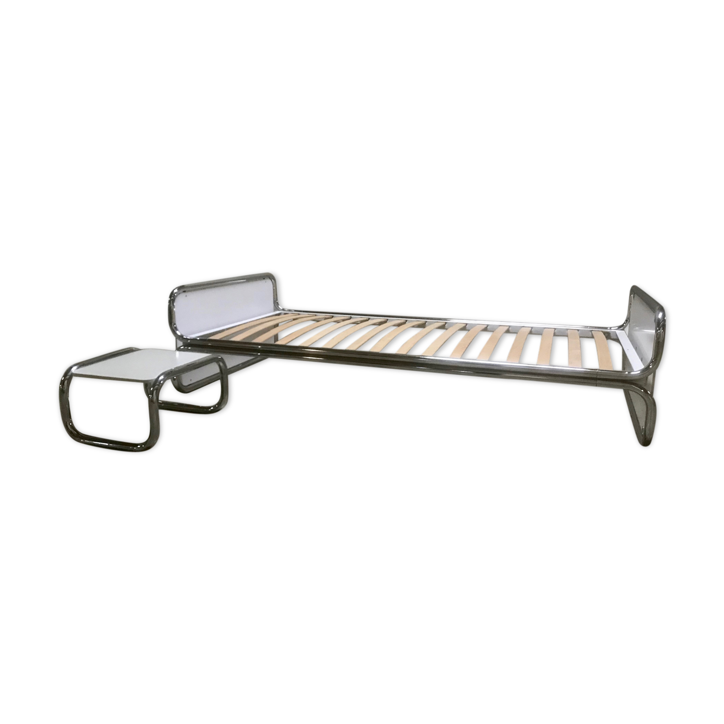 Bed and bedside table design style 1970 ' vintage/sofa.
