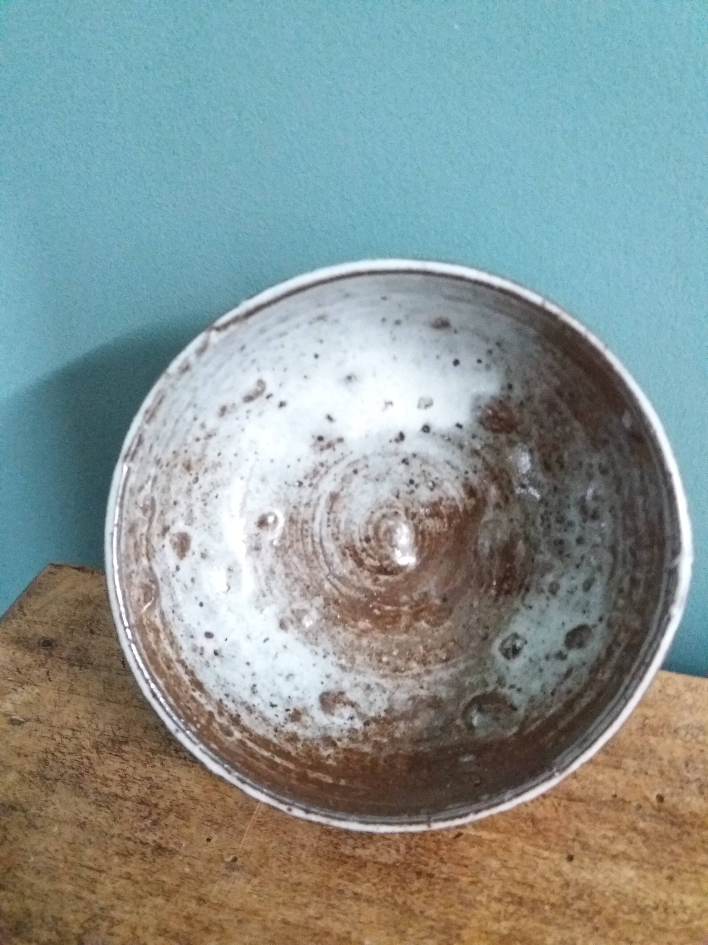 Handmade stoneware bowl and emptying tray