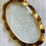Plat ovale signé annie glass 38/35 made in usa bord ondulé doré à l’or fin
