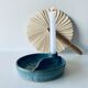 Candle holder and empty pocket or ceramic dish signed