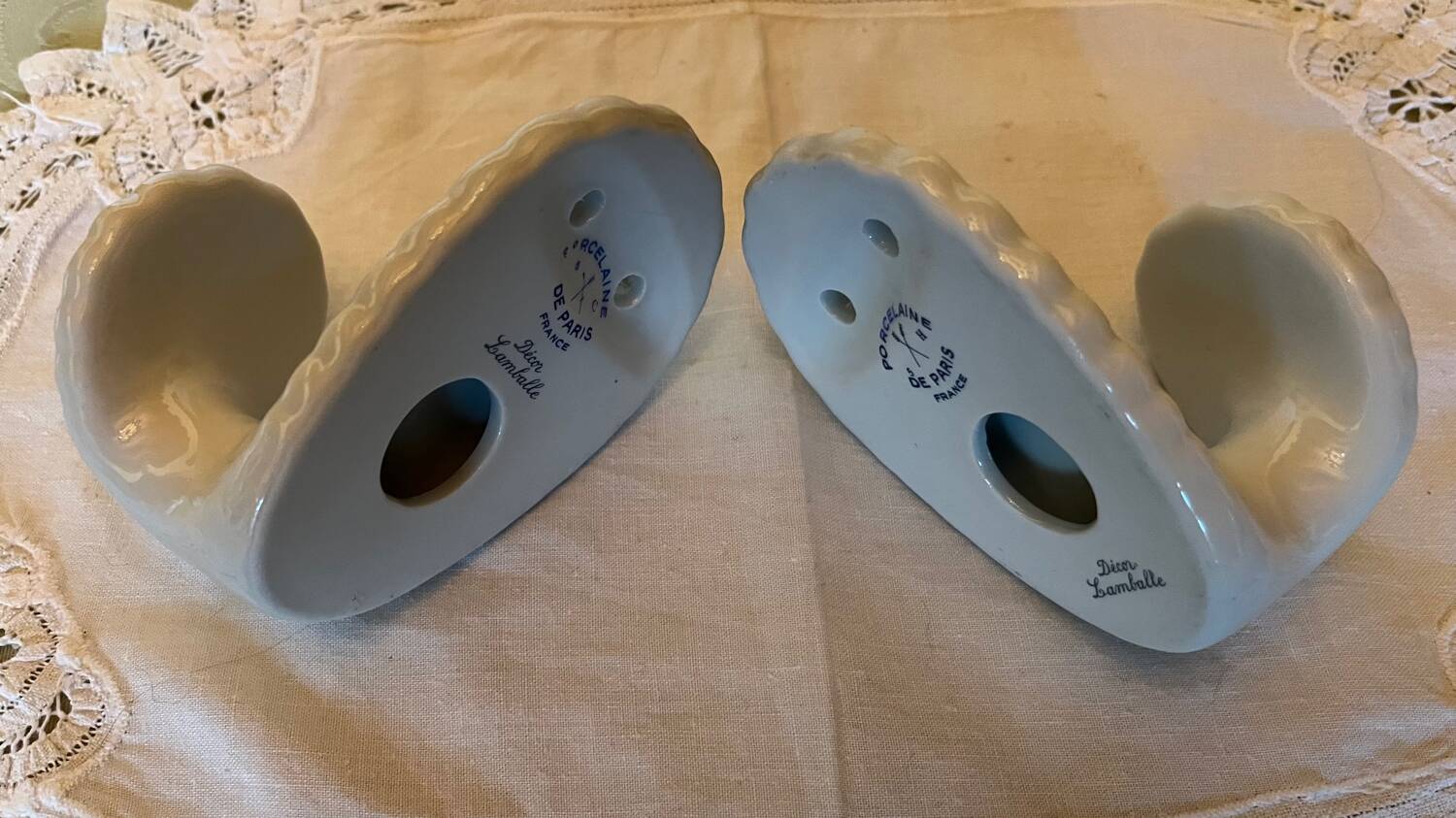 Set of 3 vintage Paris porcelain hooks