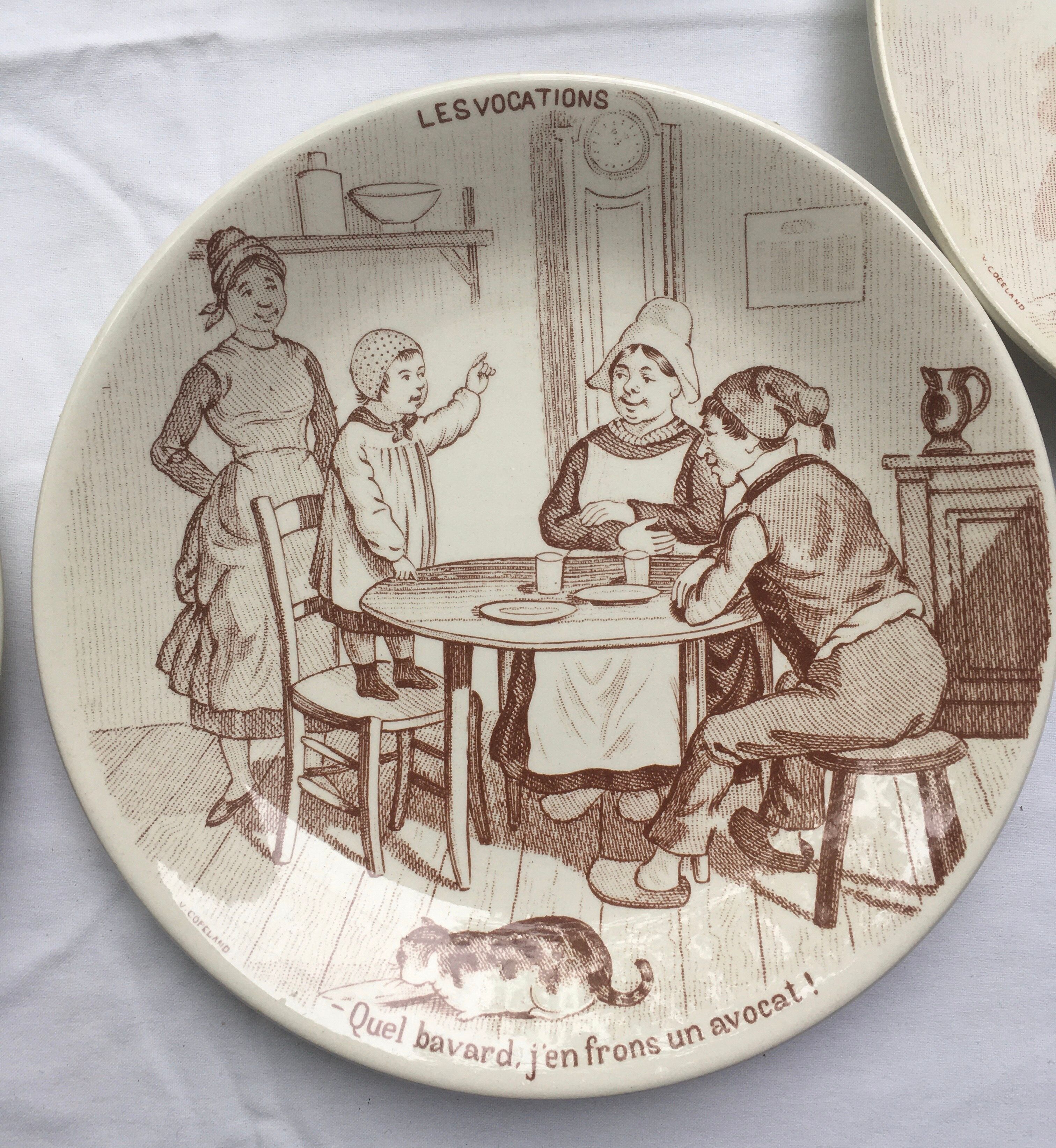 Sarreguemines speaking plates model "The Vocations"