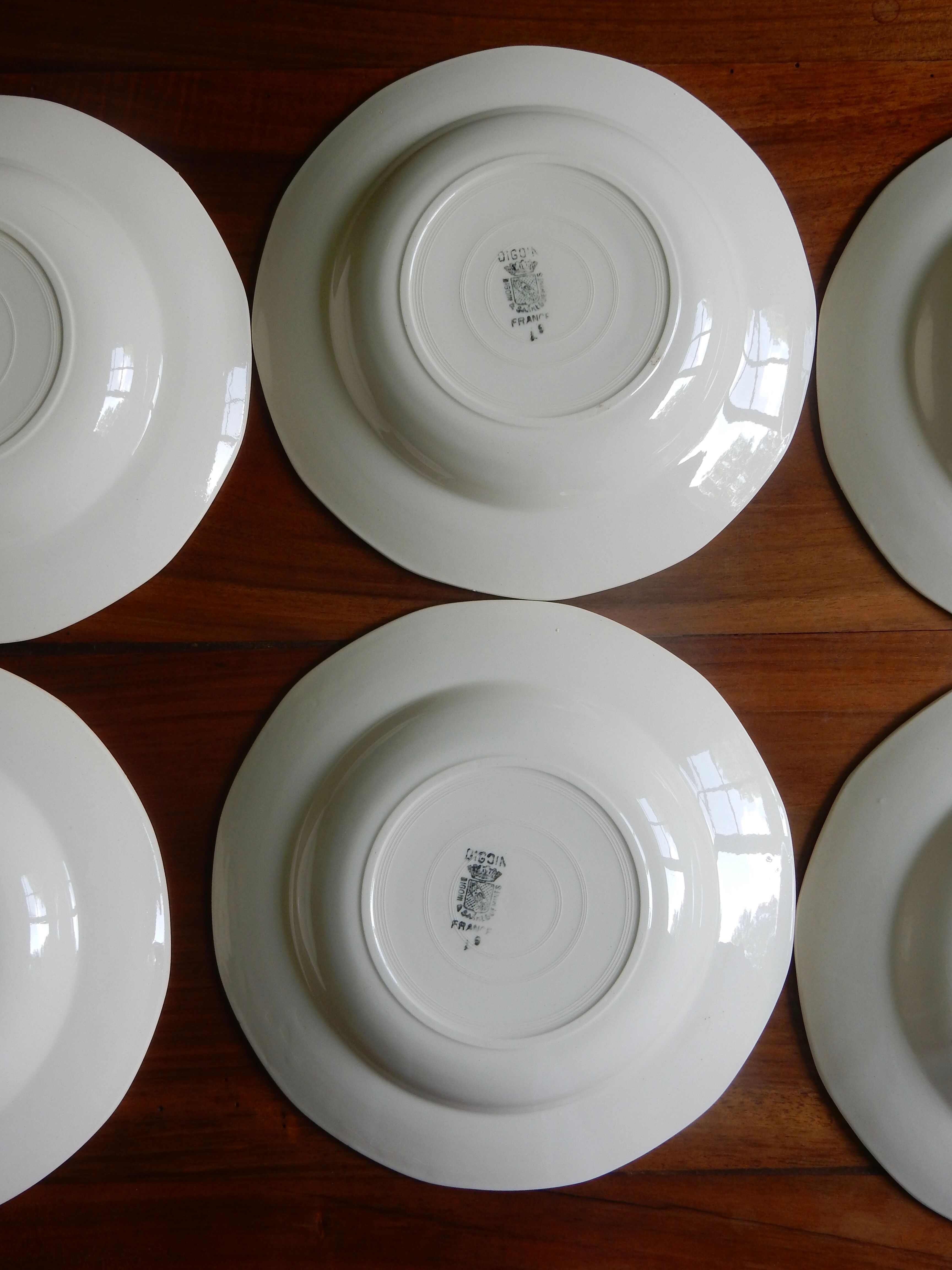 6 hollow plates Digoin Sarreguemines / Pattern Blue Roses