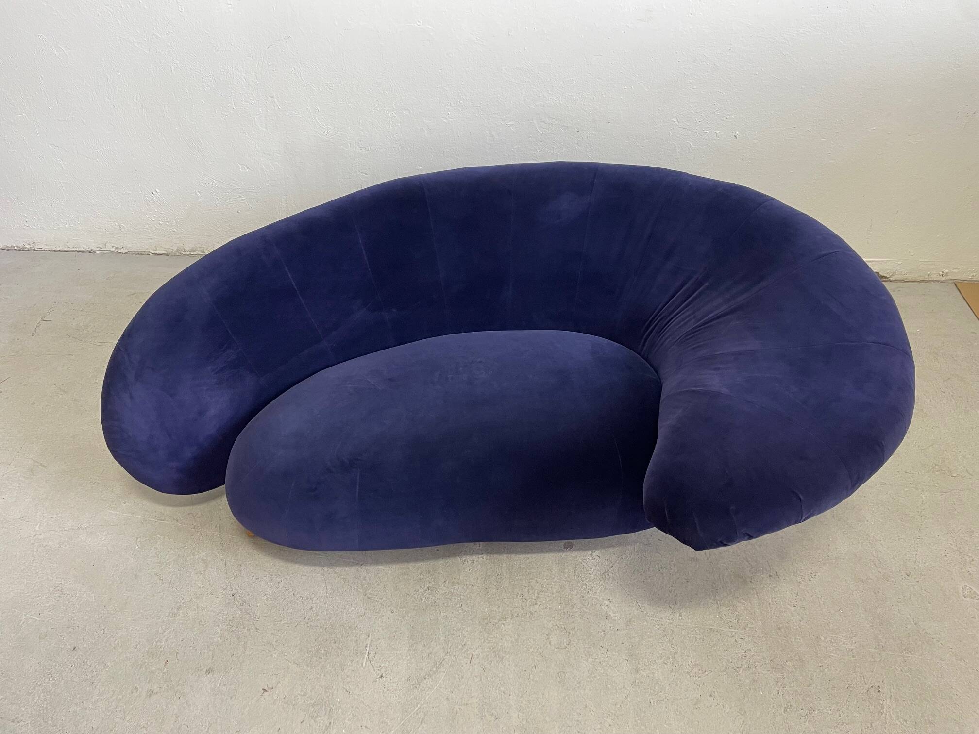Vintage Organic Form Curved Velvet Sofa, Late 20th Century