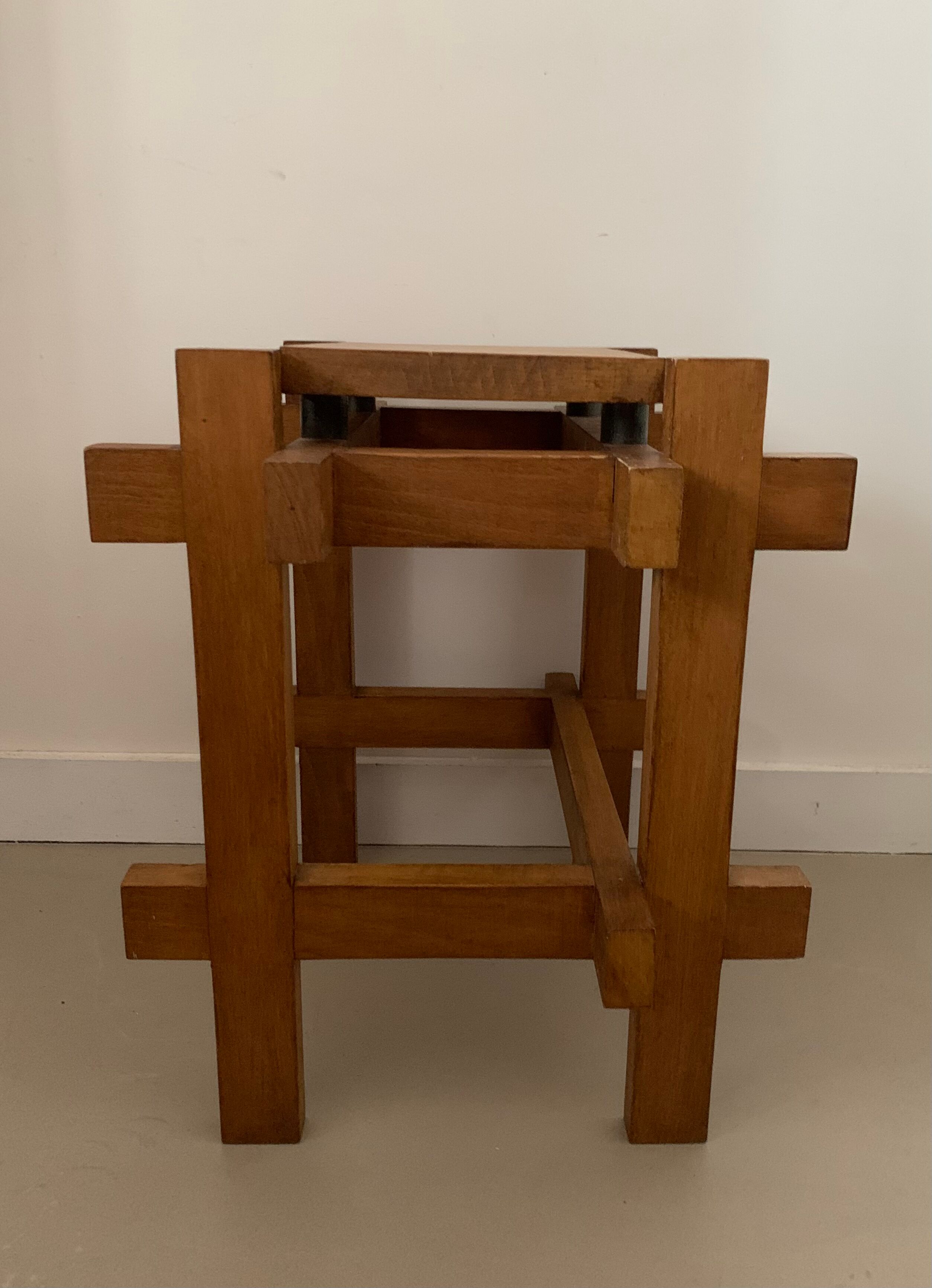 Old brutalist elm stool