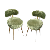Lot de 2 chaises Pelfran moumoute verte années 70