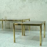 Ensemble de 3 tables basses en laiton minimalistes italiennes, années 1970