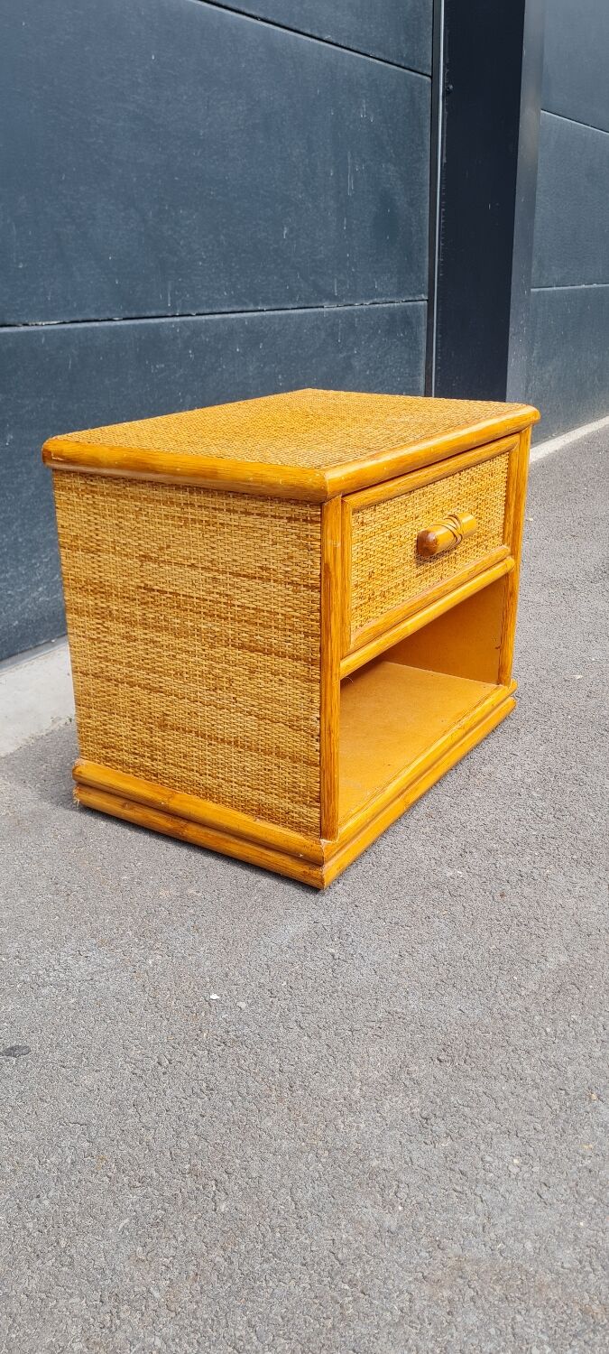 Vintage rattan bedside